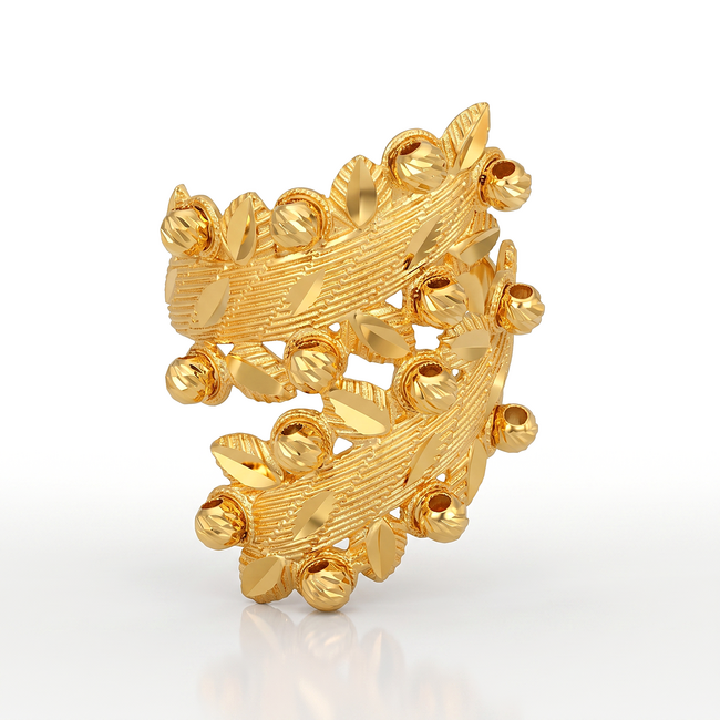14k Opengewerkte gouden ring met bolletjes