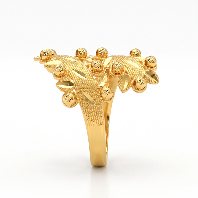 14k Opengewerkte gouden ring met bolletjes