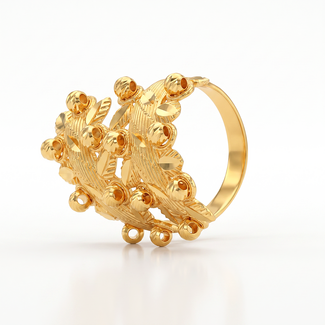 Opengewerkte gouden ring met bolletjes