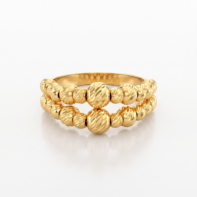 14 karaat gouden ring met meerdere bolletjes