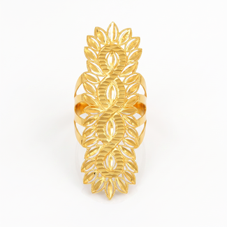 Brede gouden ring met open werk