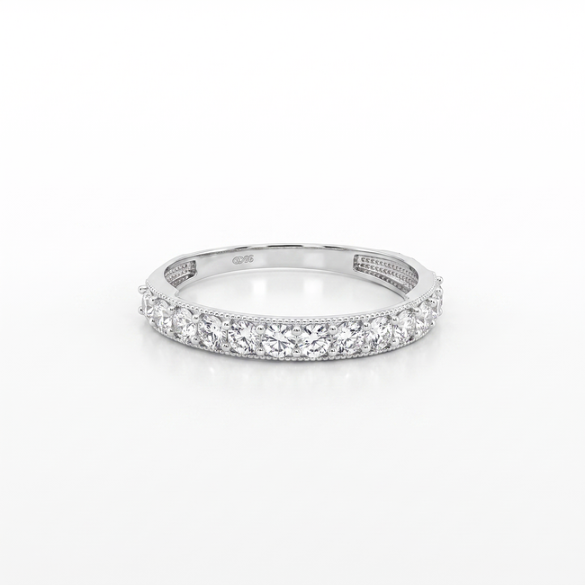 14k witgouden ring met ronde zirkonia rij