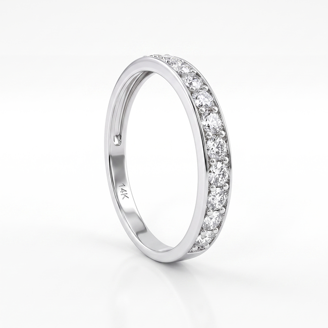 14k witgouden ring met ronde zirkonia rij