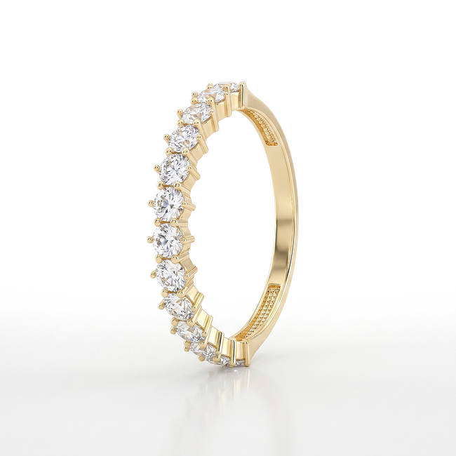 14k gouden half eternity ring met zirkonia