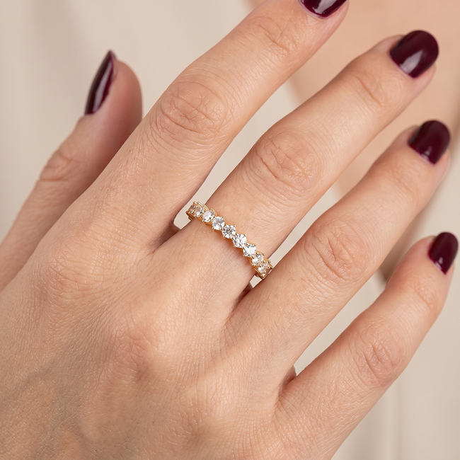 14k gouden half eternity ring met zirkonia