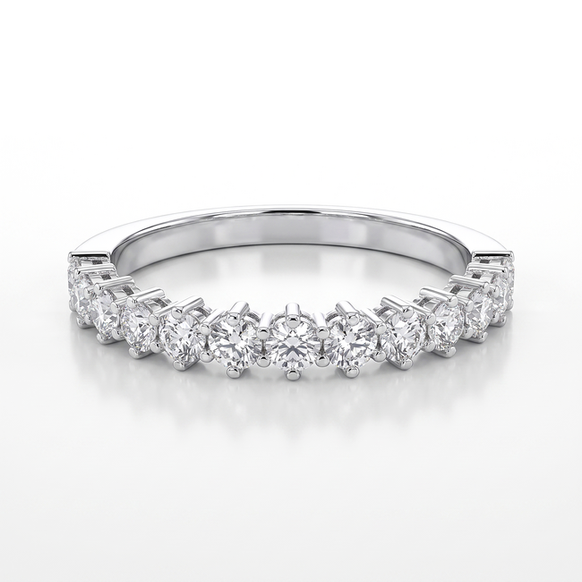 14k witgouden half eternity ring met zirkonia