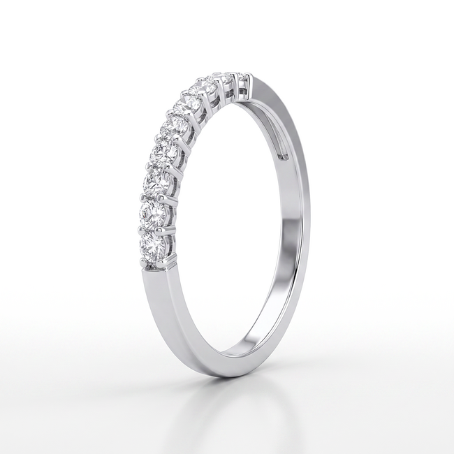 14k witgouden half eternity ring met zirkonia