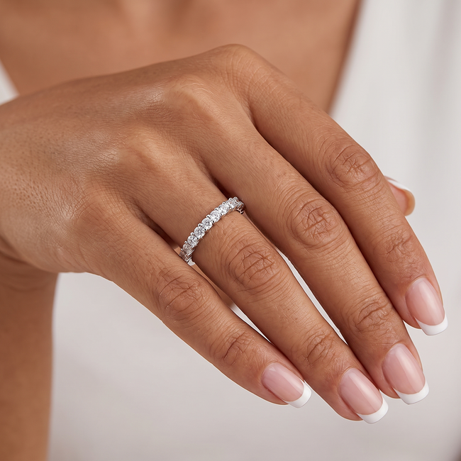 14k witgouden half eternity ring met zirkonia