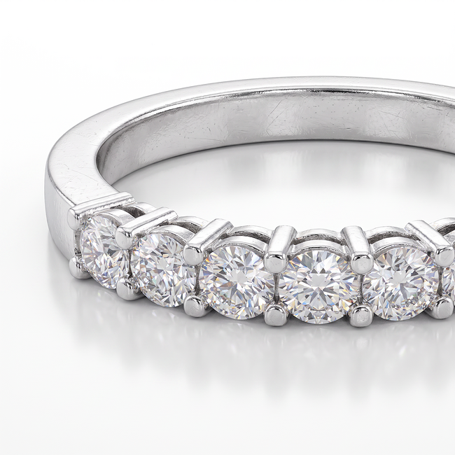 14k witgouden half eternity ring met zirkonia