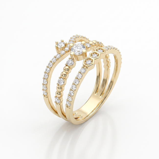 14k gouden ring met kroonvorm en zirkonia