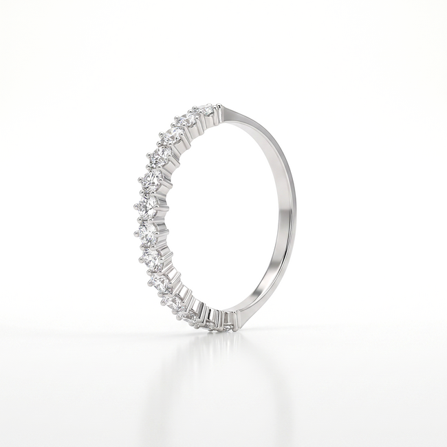 14k witgouden half eternity ring zirkonia