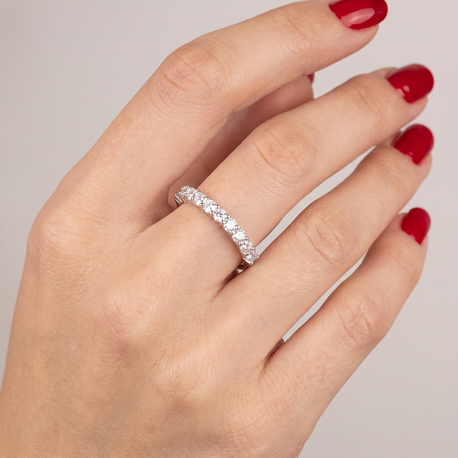 14k witgouden half eternity ring zirkonia