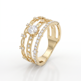 Meerrijige Zirkonia Ring