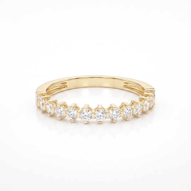 Elegante 14 karaat gouden rijring met zirkonia