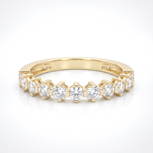 Elegante 14 karaat gouden rijring met zirkonia
