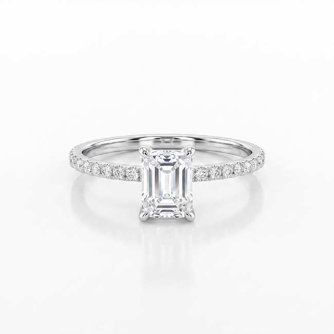 Witgouden ring met emerald cut Swarovski-steen