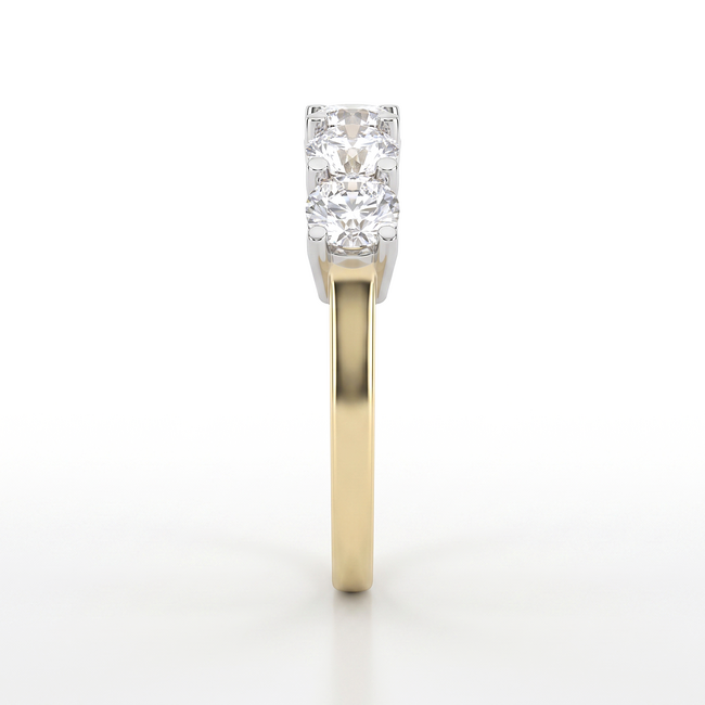 Gouden rijring met vijf ronde Swarovski-stenen