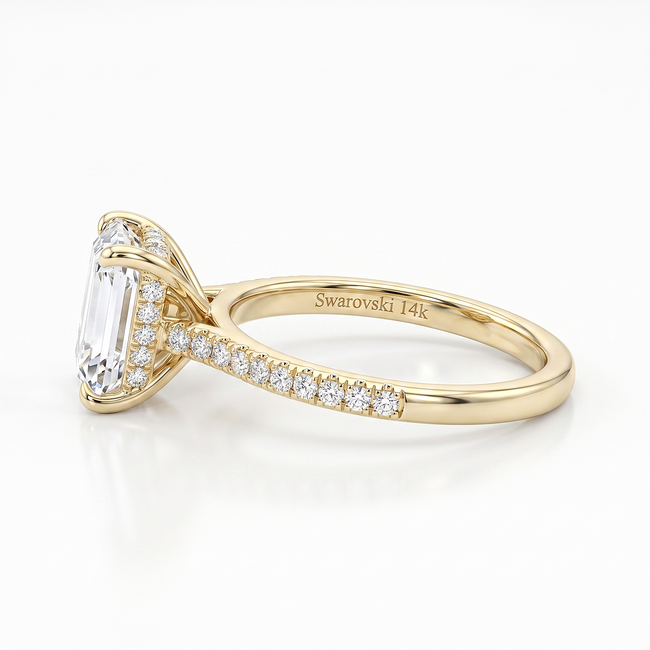 Gouden ring met emerald cut Swarovski-steen