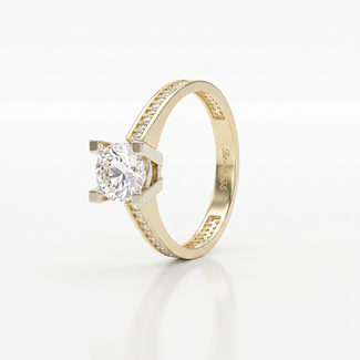 Gouden Pavé Solitair Ring
