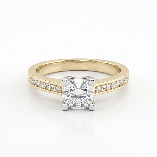 Gouden ring met Swarovski en pavé zijkanten