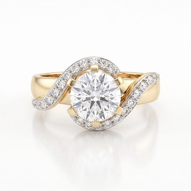 Gouden ring met solitaire Swarovski-steen