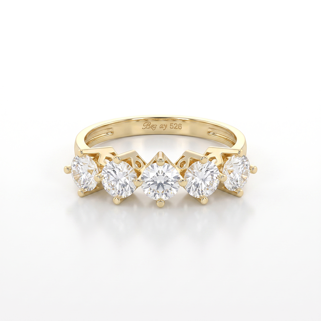 Gouden ring met vijf ronde Swarovski-stenen