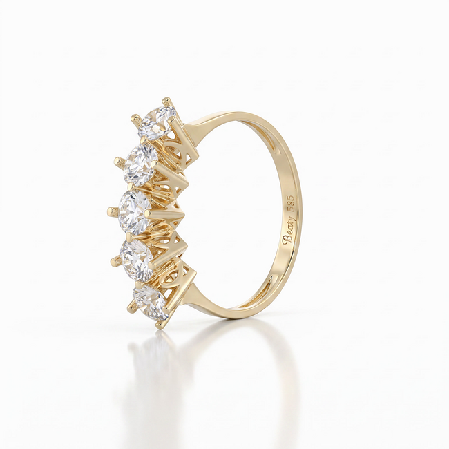Gouden ring met vijf ronde Swarovski-stenen