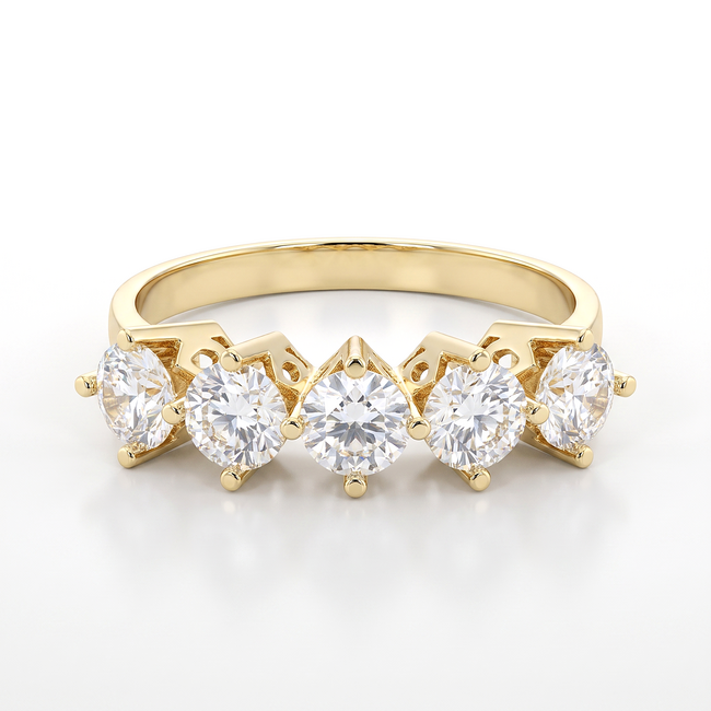 Gouden ring met vijf ronde Swarovski-stenen