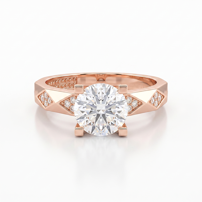 Roségouden ring met solitaire Swarovski-steen