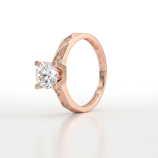 Roségouden ring met solitaire Swarovski-steen