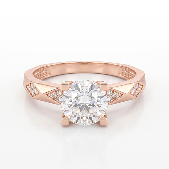 Roségouden ring met solitaire Swarovski-steen