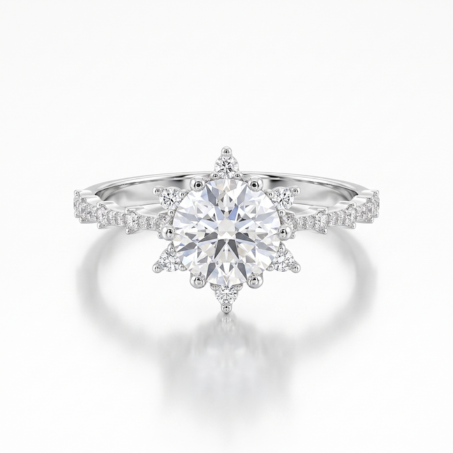 Witgouden ring met Swarovski en zijstenen
