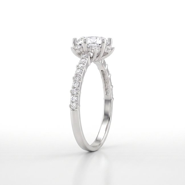 Witgouden ring met Swarovski en zijstenen