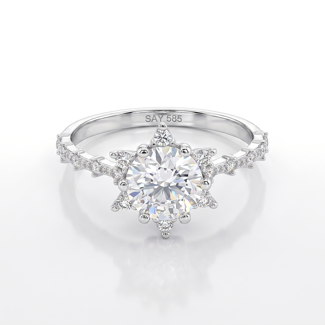 Witgouden ring met Swarovski en zijstenen