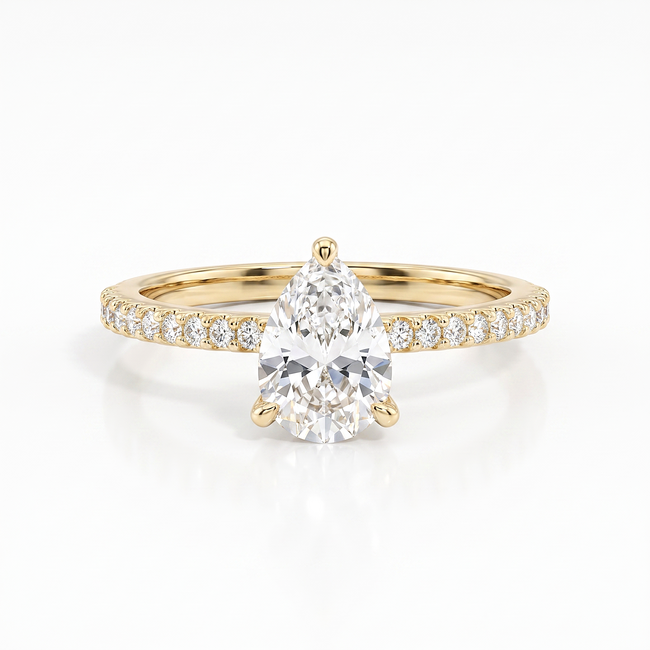 Gouden ring met peervormige Swarovski steen