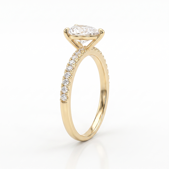 Gouden ring met peervormige Swarovski steen