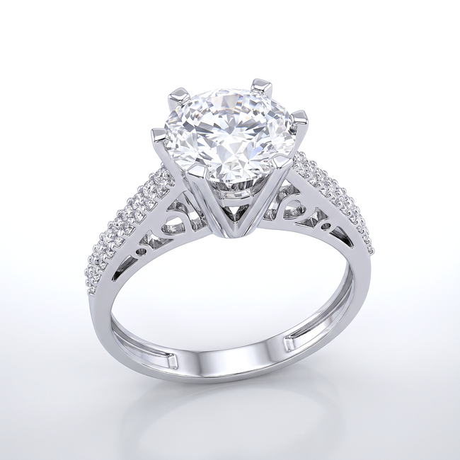 Witgouden ring met solitaire Swarovski-steen en open design