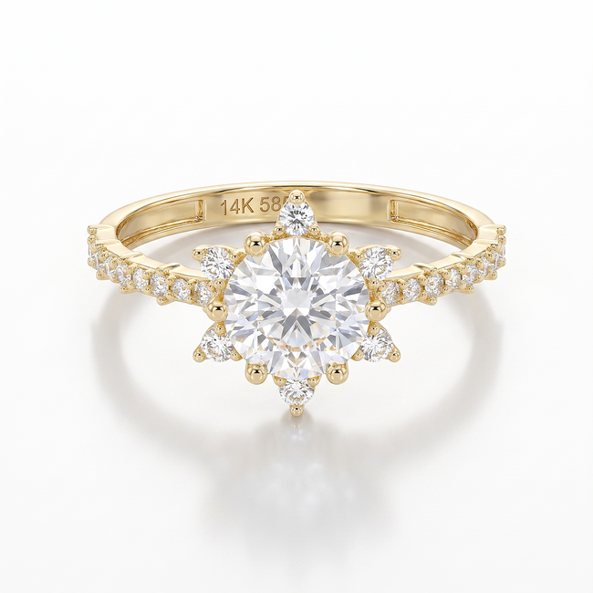 Gouden ring met Swarovski-cluster en pavé details