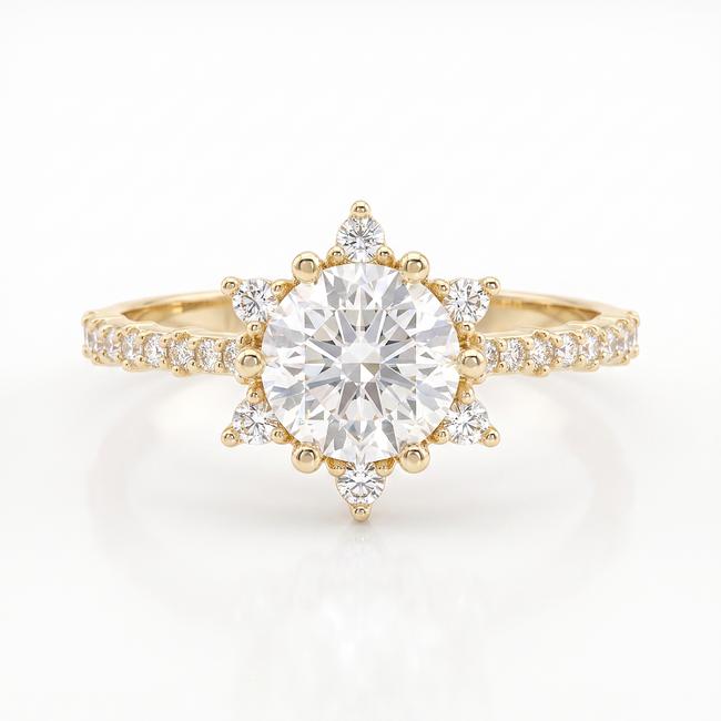 Gouden ring met Swarovski-cluster en pavé details