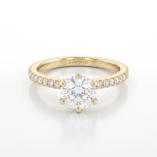 Luxe Gouden Solitair Ring met Swarovski Steen