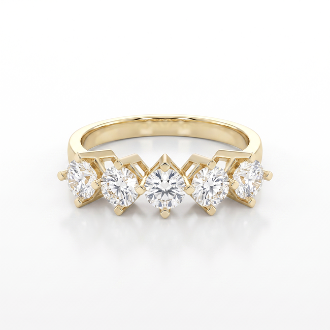 Gouden ring met vijf Swarovski stenen