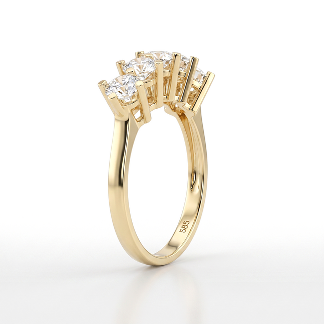 Gouden ring met vijf Swarovski stenen