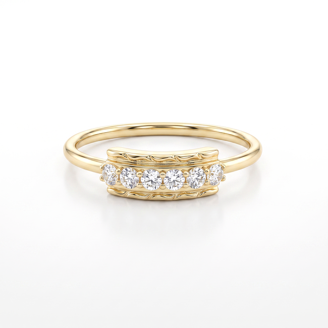 Gouden ring met heldere zirkonia en zetting