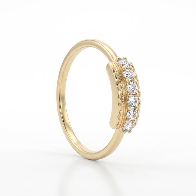 Gouden ring met heldere zirkonia en zetting
