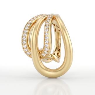 Golvende Gouden Ring met Zirkonia