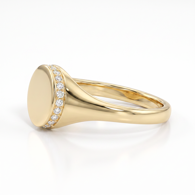 Elegante 14 Karaat Geelgouden Ovale Zegelring