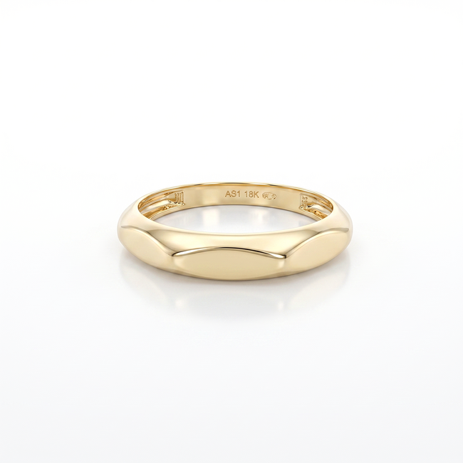 Gouden Glad Gepolijste Ring met Design