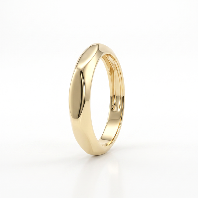 Gouden Glad Gepolijste Ring met Design