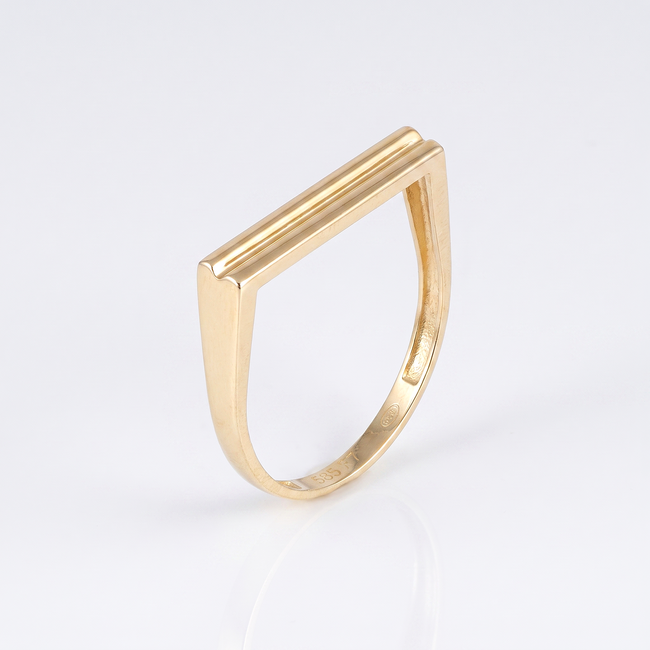 14k Geelgouden Design Ring met Rechte Vorm