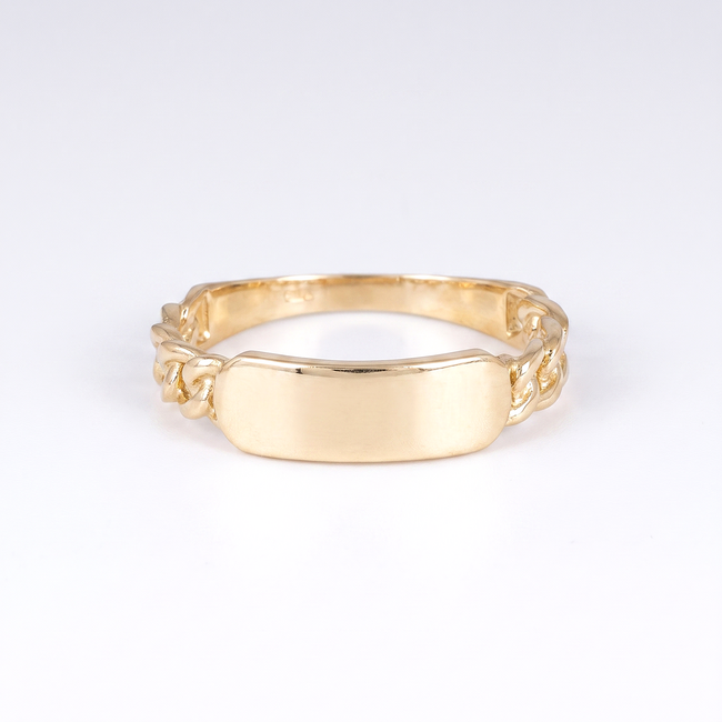 14k gouden zegelring met gevlochten details